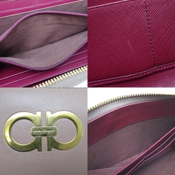 Salvatore Ferragamo Gancini Long Wallet Ladies' JL-22 B300 Leather Pink - Picture 7 of 9